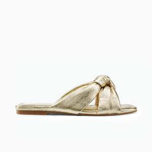 Annie Slide Sandal | Gold Leather
