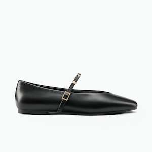 Khloe Flat | Black Leather