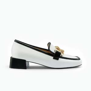Brooks Loafer | White/Black Leather