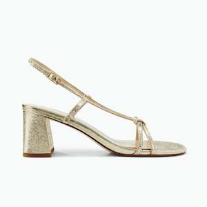 Cici Sandal Heel | Gold Leather