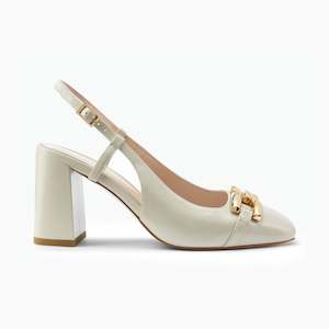 Jamie Slingback Heel | Ivory Leather