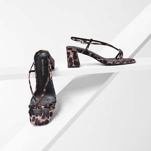 Cici Sandal Heel | Leopard Print Satin