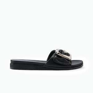 Bobbi Slide Sandal | Black Leather