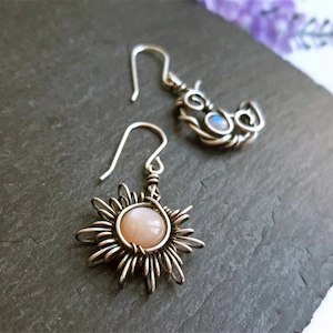 Earrings: Bohemia Sun and Moon Earrings Silver