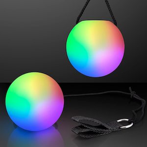 LED Glowing Poi Pair - Colour Changing Poi Balls - 2pc
