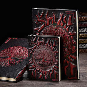 Journals: Beautiful Embossed Leather Notebook - Tree of Life
