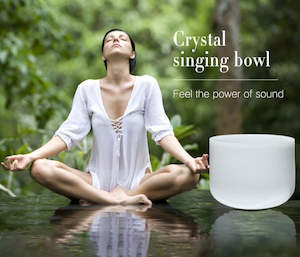 Music Instruments: 8" Beautiful Chakra Frosted Crystal Singing Bowl