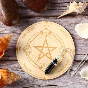 Star Pendulum Divination Metaphysical Message Board with a Crystal Pendulum Necklace