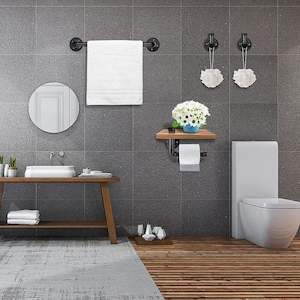 Bathroom: Wooden Phone Shelf Toilet Paper Roll Holder