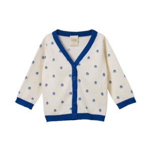 Light Cotton Knit Cardigan - Daisy Daze Blue