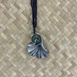 N122 - Ginko Leaf + Pounamu Pendant - Ninjaflower