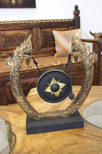Teak Dragon Brass Gong