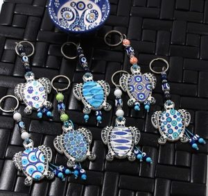 Evil Eye Ceramic Turtle Key Ring