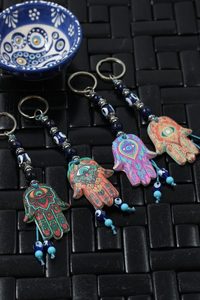 Evil Eye Ceramic Hamsa Hand Key Ring