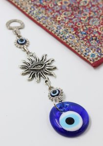 Turkish Evil Eye Metal Wall Hanging With Sun Logo