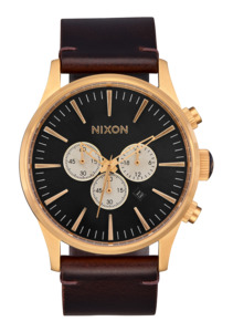 Mens Chrono Watches: Sentry Chrono Leather - Gold / Indigo / Brown