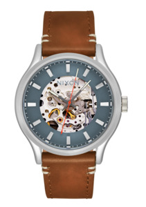 Mens Automatic Watches: Spectra Leather - Lt Gunmetal / Basalt / Sienna