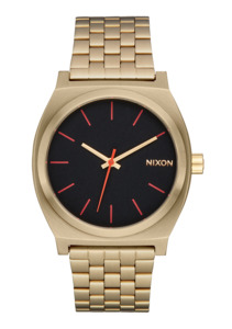 Mens Gold Watches: Time Teller - Yellow Gold / Black / Red
