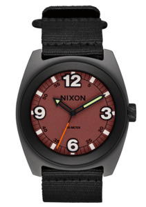 Mens Black Watches: Clutch 42 - Matte Gunmetal / Hot Sauce