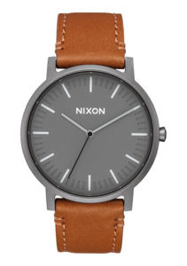 Mens Leather Watches: Porter Leather - Gunmetal / Charcoal / Taupe
