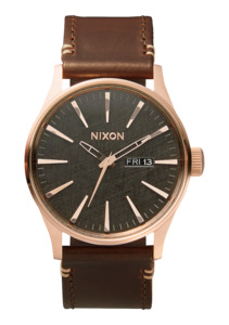 Mens Leather Watches: Sentry Leather - Rose Gold / Gunmetal / Brown