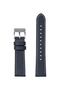 20mm Stitched Leather Band - Navy