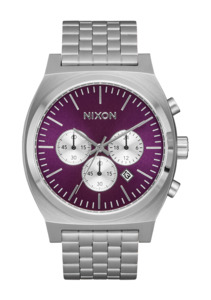 Mens Watches: Time Teller Chrono - Silver / Purple Sunray
