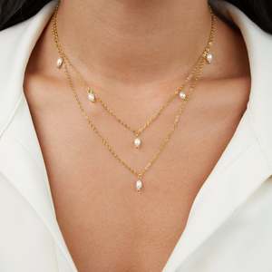 Bridal Jewellery: Kayla Pearl Drop Layered Necklace
