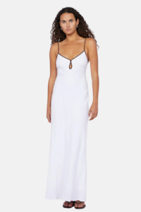 Ottile Keyhole Dress | White/Chocolate