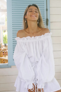 Ljc: Agnus Off Shoulder Top | White