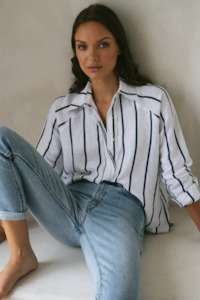 Ljc: Billie Shirt | Navy Stripe