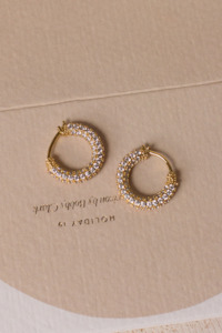 Jewellery 1: Pave Amalfi Huggies | Gold