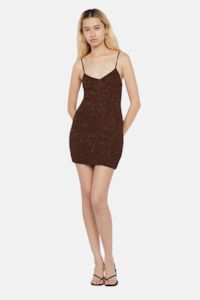 Mini Dresses: Delfinia Sequin Mini Dress | Chocolate