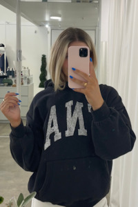 Collegiate Oversized Hoodie | Vintage Black