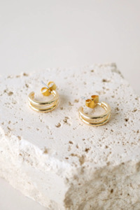 Double Loop Gold Earrings