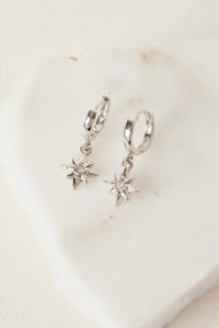 Jewellery 2: Stardust Pendant Rhodium Huggie Earrings