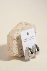 Under 50: Chunky Teardrop Rhodium Stud Earrings