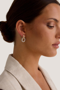 Oval Drop Gold + Rhodium Earrings