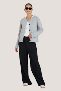 Among The Brave: Crest Light Grey Marle Crewneck Cardigan