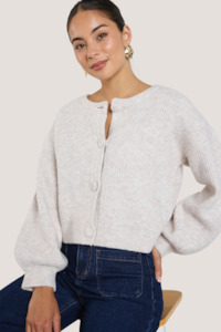 Among The Brave: Authentic Oat Marle Chunky Knit Crewneck Cardigan