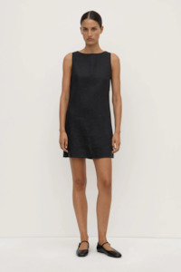 Mini Dresses: Nadine Linen Mini Dress | Black