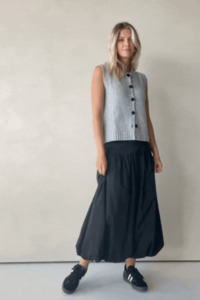 Intensity Black Bubble Midi Skirt