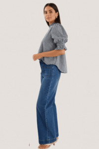 Among The Brave: Affection Navy Gingham High Neck Top