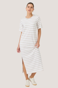 Studio Stripe Tshirt Dress | Stone