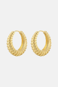 Luv Aj: Ridged Marabella Hoops | Gold