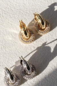 Luv Aj: The Pave Interlock Hoops| Silver
