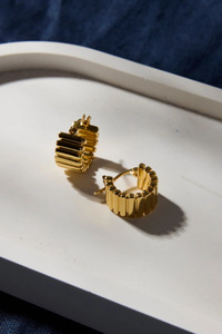 Ridged Gold Hoop Earring