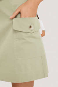 Shorts And Skirts: Savanna Sage Canvas Pocket Mini Skirt