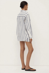 Nara Stripe Shirt | White/True Navy