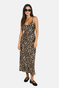 Dresses 1: Exhibition Animal Satin V Neck Slip Dress